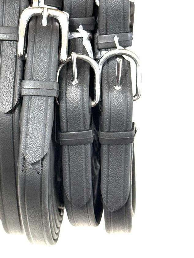 "Black biothane driving reins close up ladder detail – Sui Saddlery"