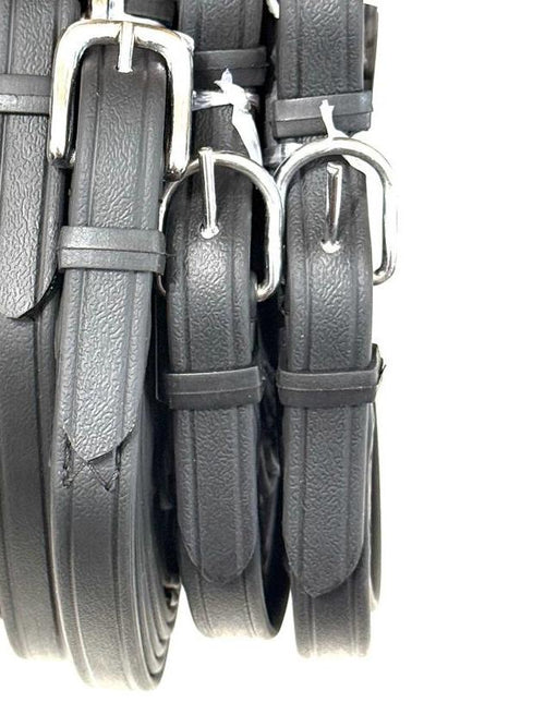 "Black biothane driving reins close up ladder detail – Sui Saddlery"