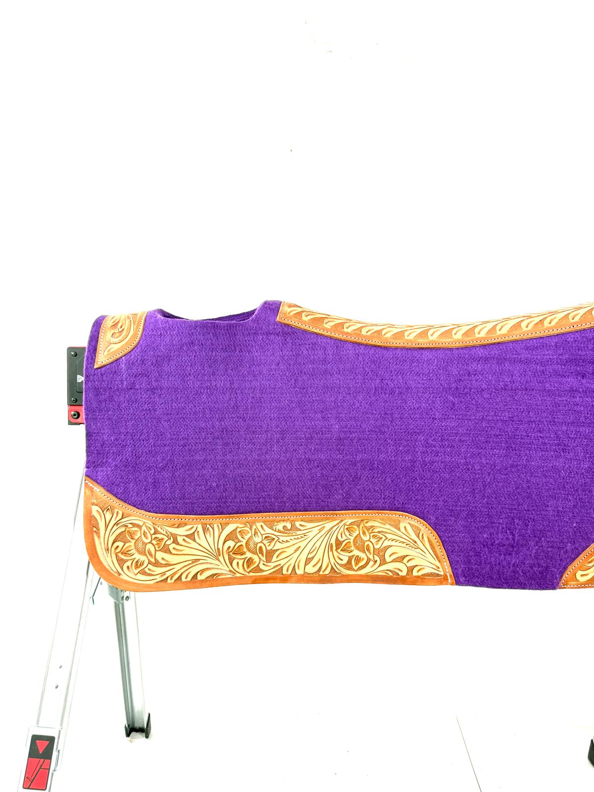 "Purple western saddle pad side view with quilted detail – Sui Saddlery"