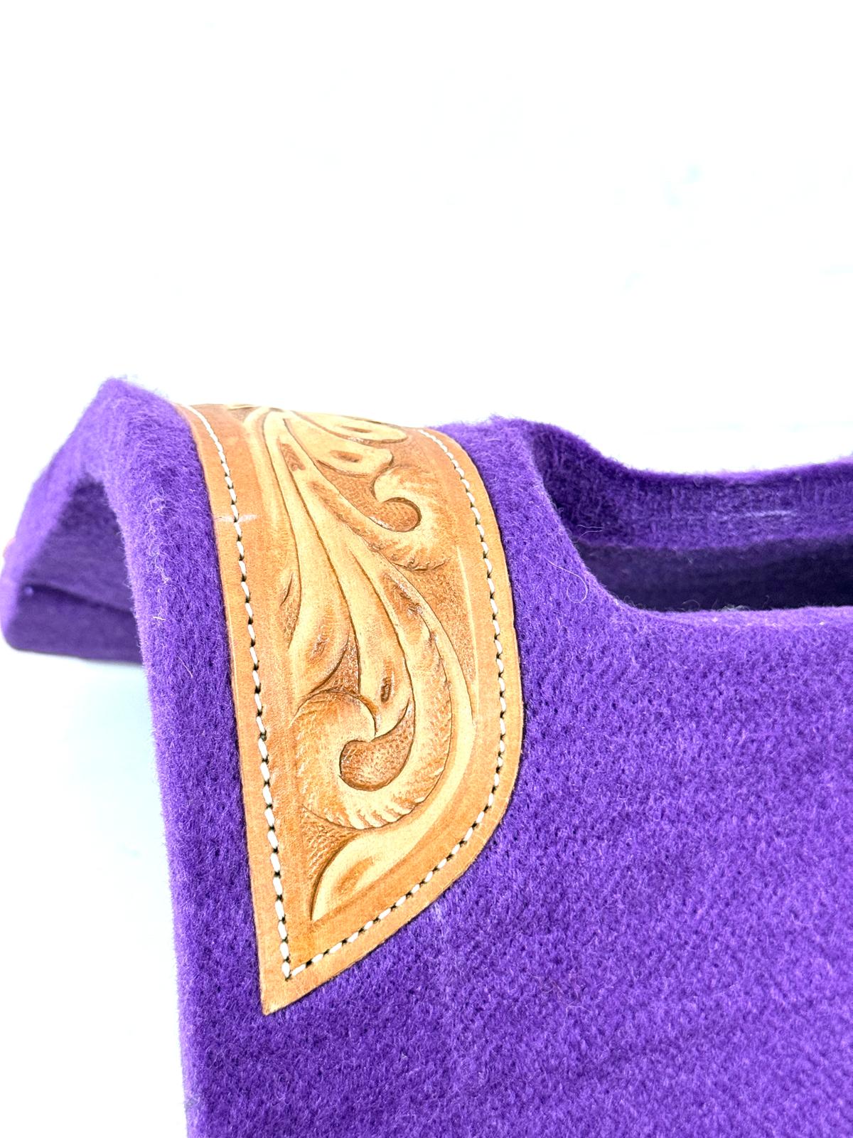 "Purple western saddle pad underside non-slip lining – Sui Saddlery