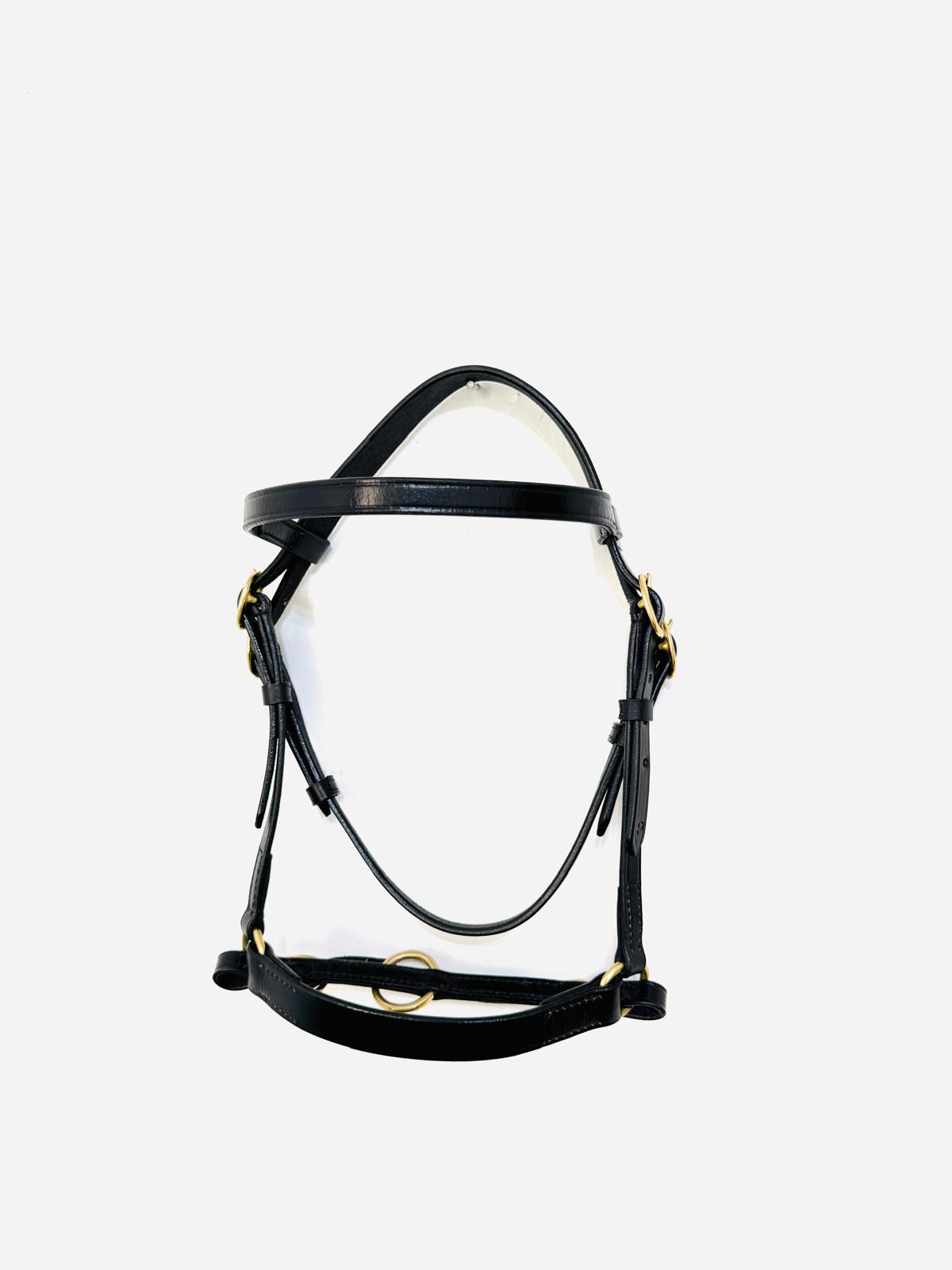 "In-hand show bridle brass fittings Shetland size – Sui Saddlery"