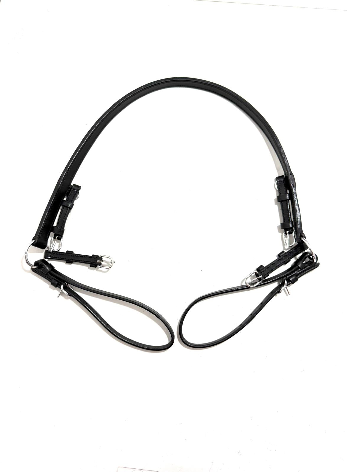 "Mini Shetland harness breast collar detail black leather – Sui Saddlery"