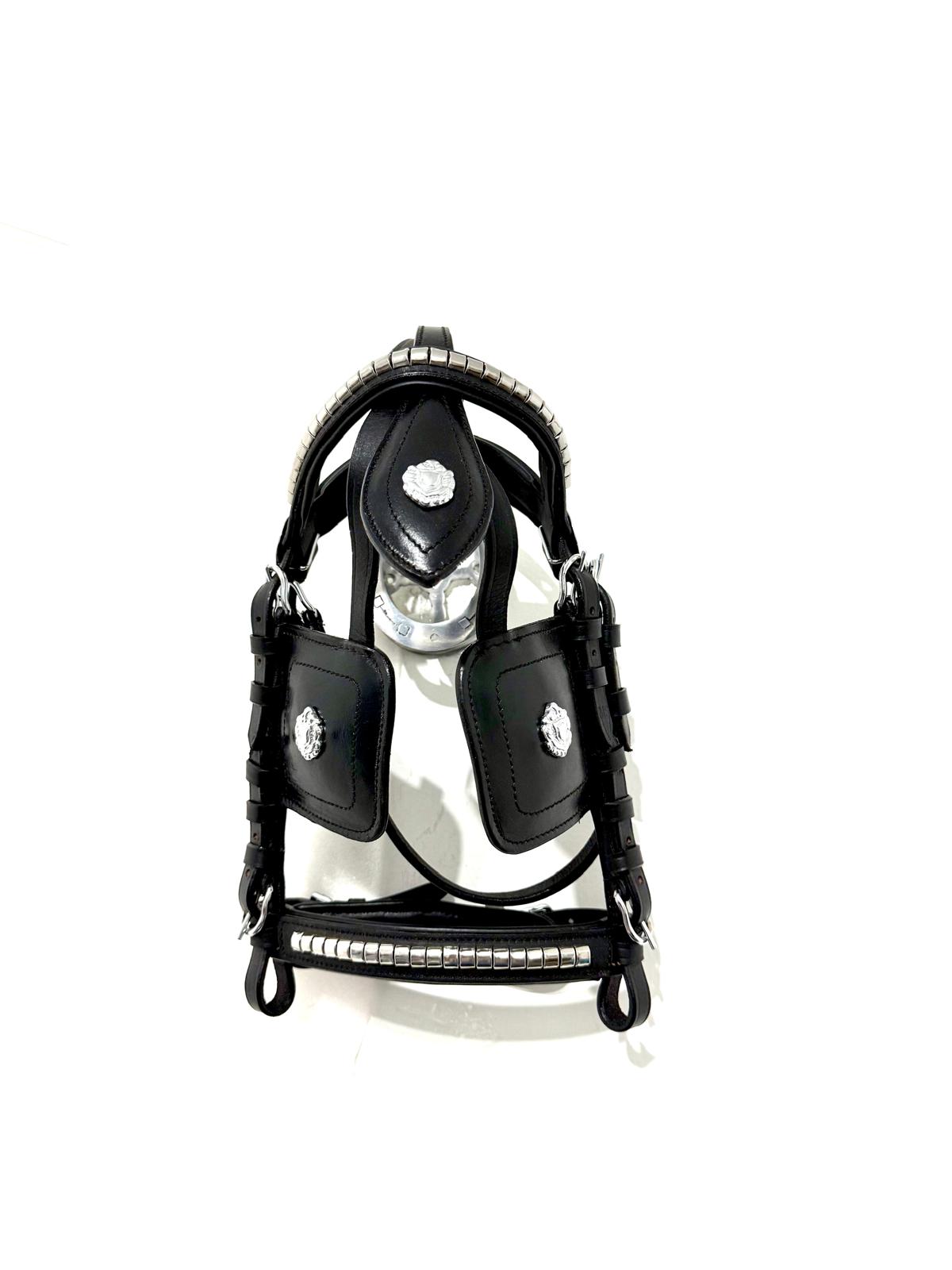 "Mini Shetland blinkered driving bridle brown leather – Sui Saddlery"
