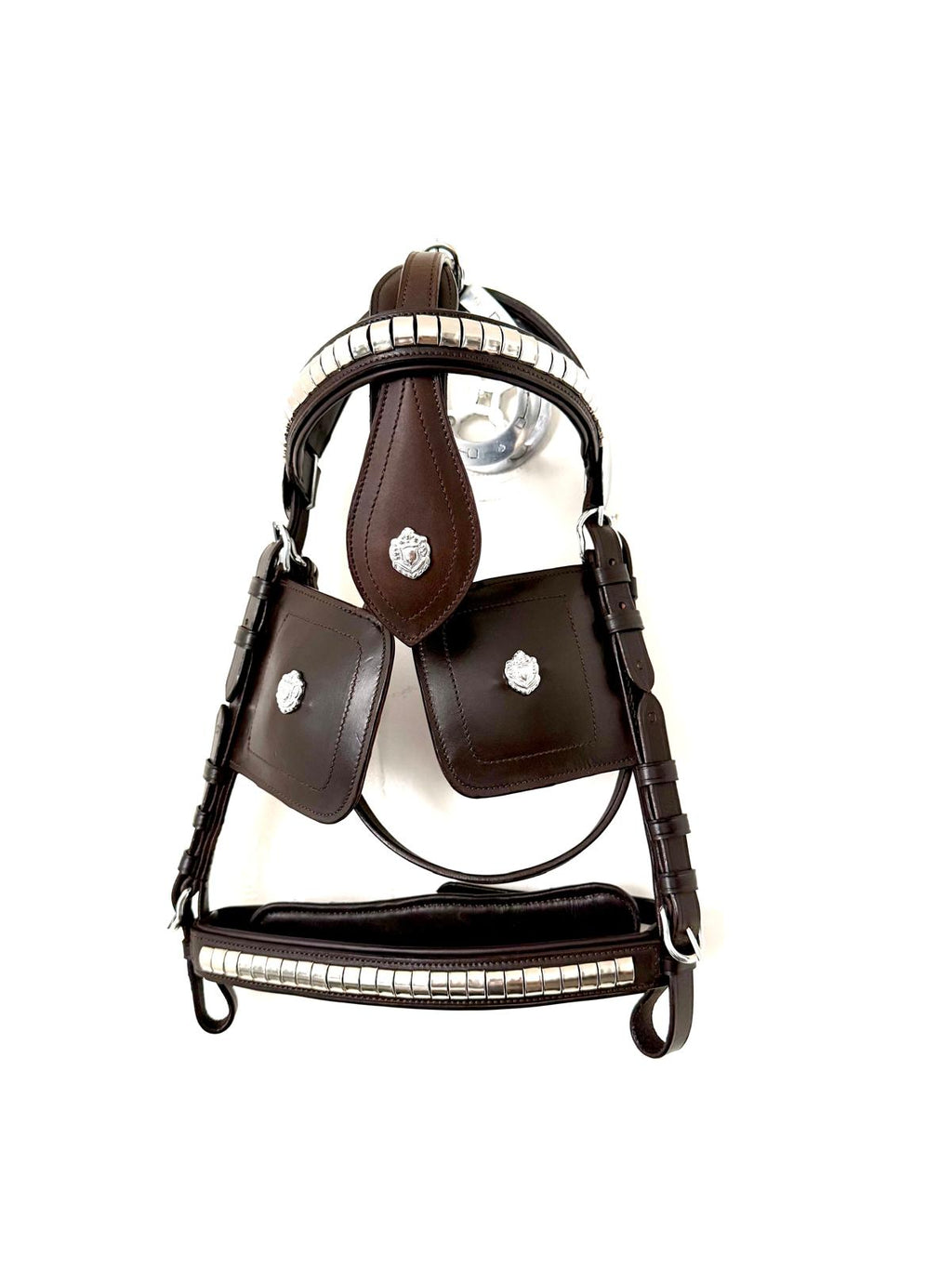 "Pony cob full size blinkered driving bridle brown leather – Sui Saddlery"
