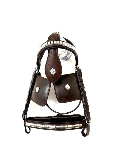 "Pony cob full size blinkered driving bridle brown leather – Sui Saddlery"