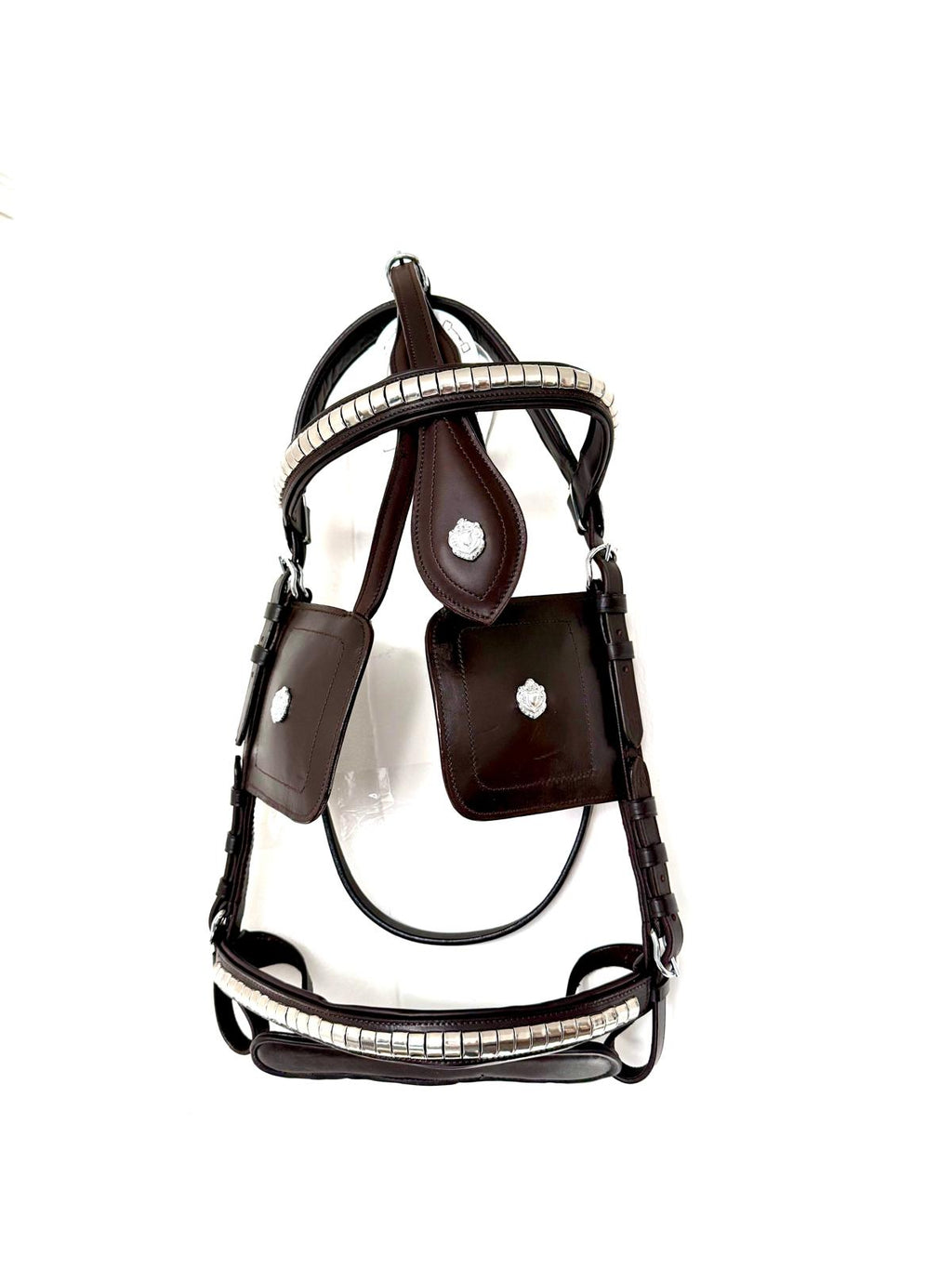 "X-full size blinkered driving bridle brown leather heavy horse – Sui Saddlery"
