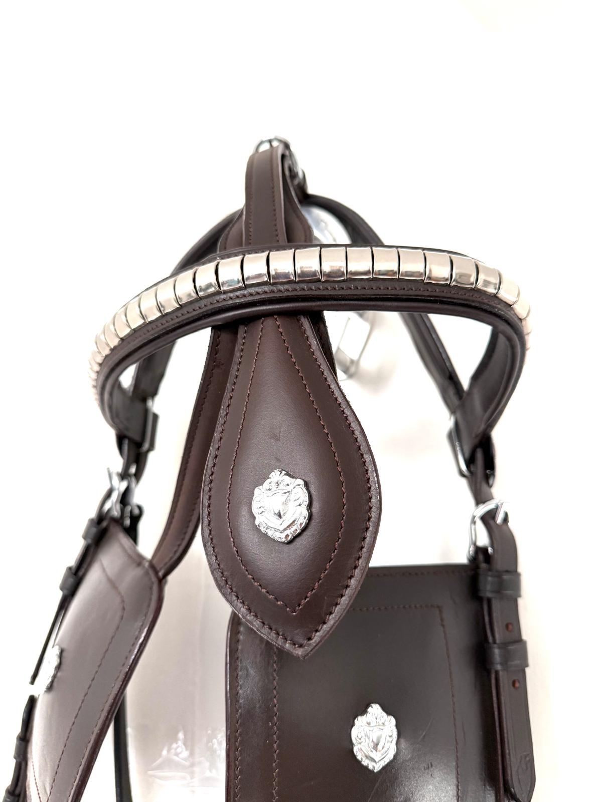 "Heavy horse driving bridle blinker cup detail x-full size – Sui Saddlery"