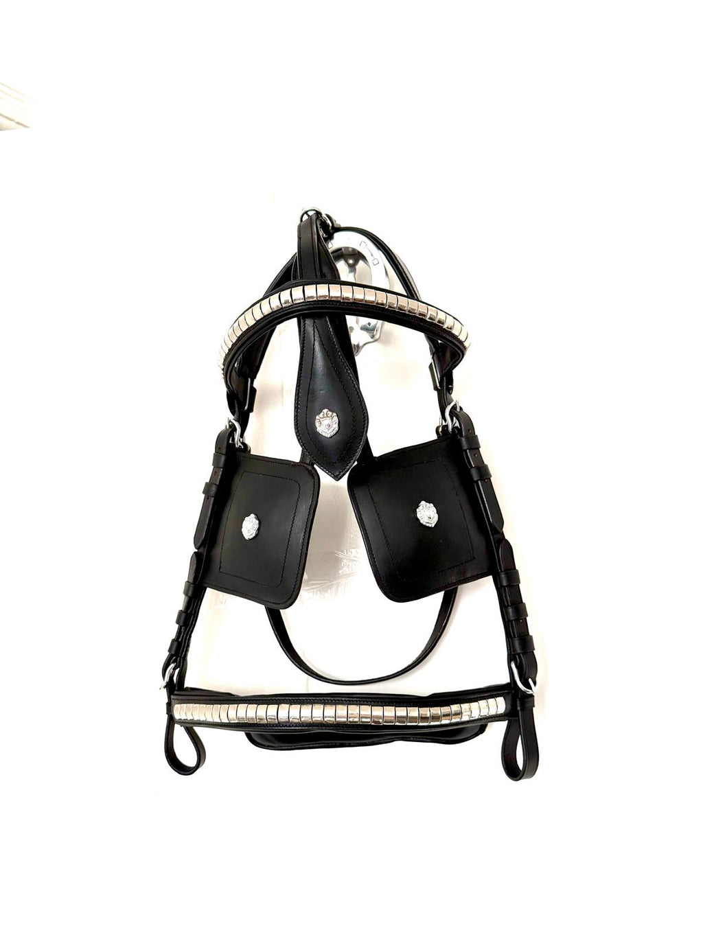 "X-full size blinkered driving bridle black leather heavy horse – Sui Saddlery"