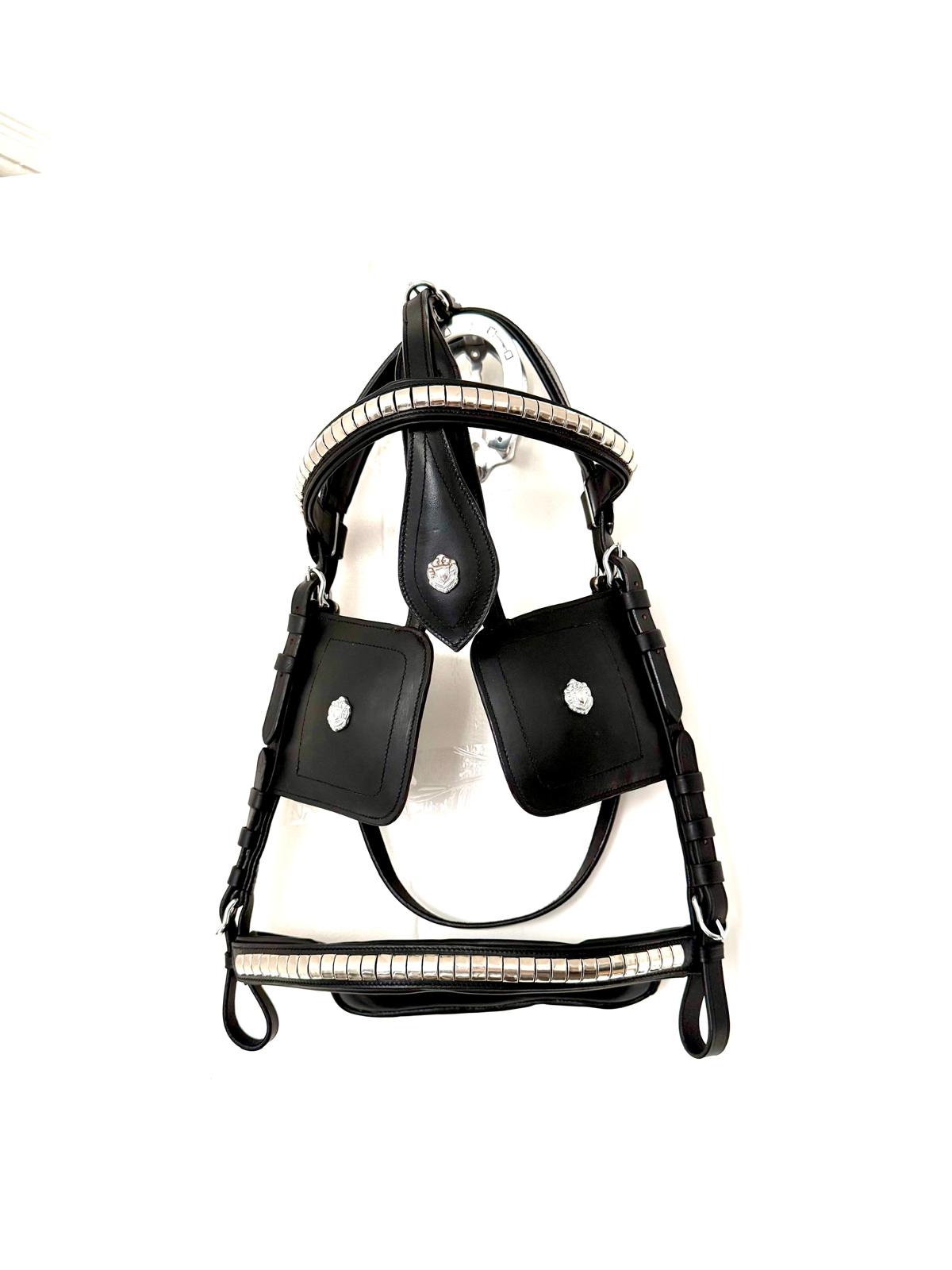 "X-full size blinkered driving bridle black leather heavy horse – Sui Saddlery"