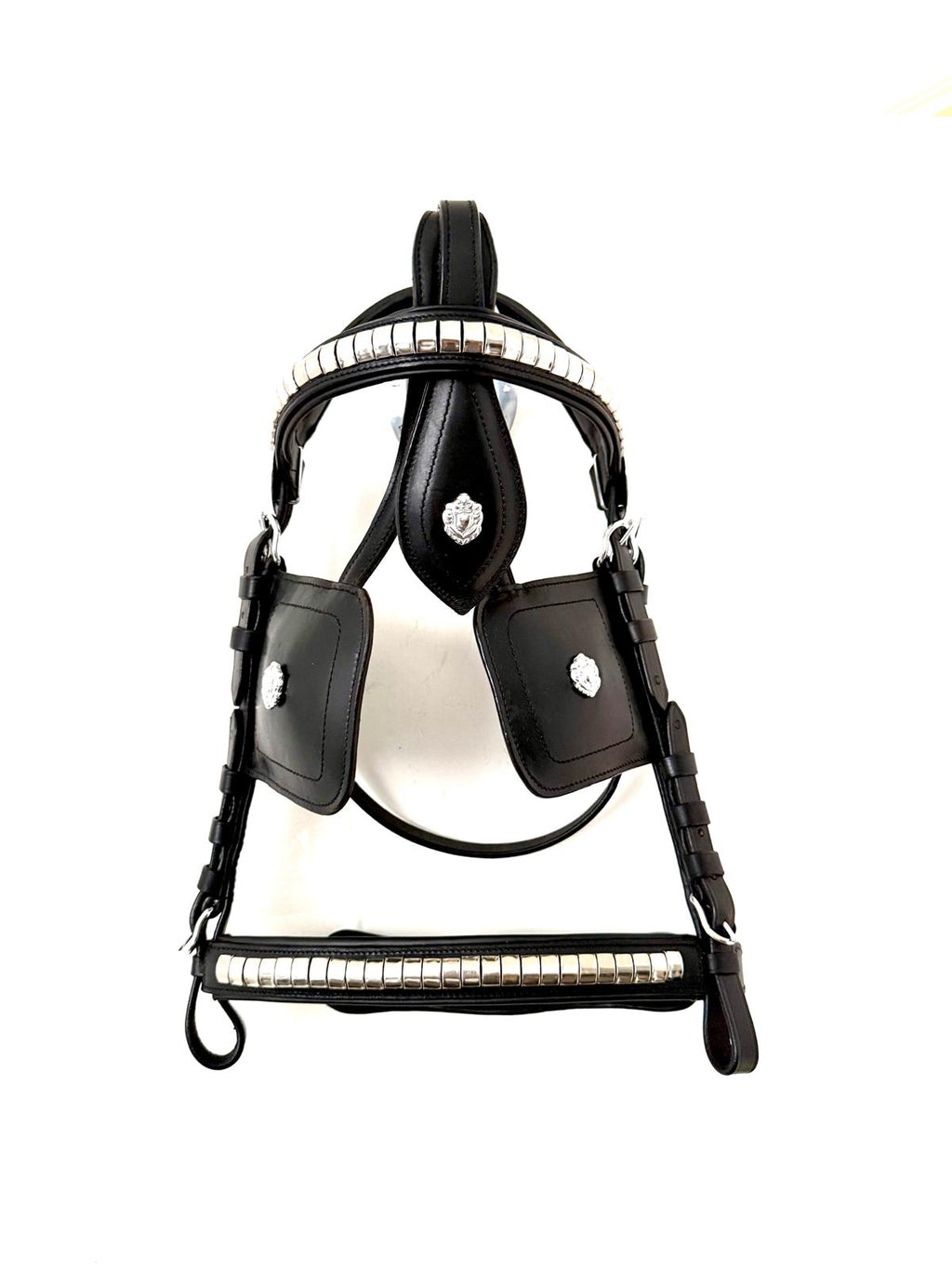 "Pony cob full size blinkered driving bridle black leather – Sui Saddlery"