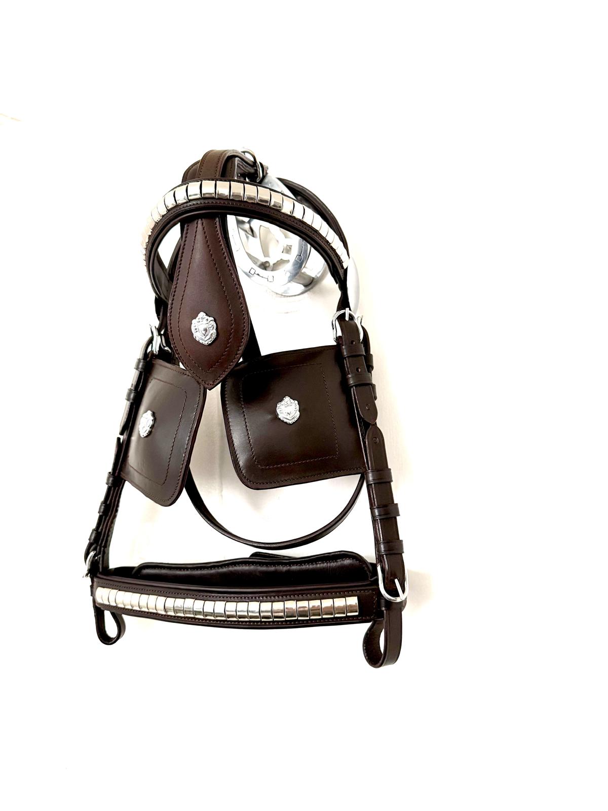 Blinkered Driving Bridle – Pony Cob Full, Black & Brown