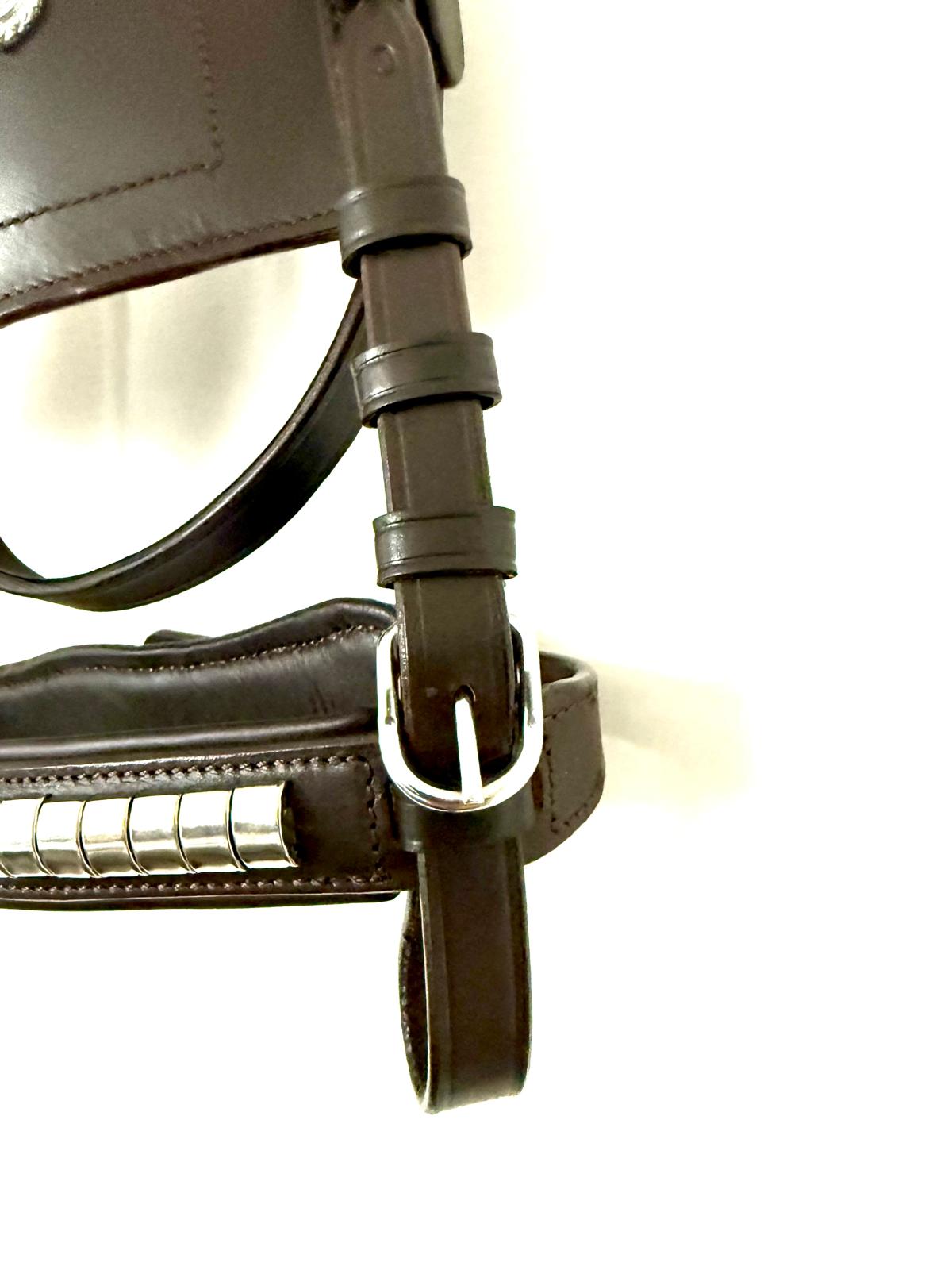 Blinkered Driving Bridle – Pony Cob Full, Black & Brown