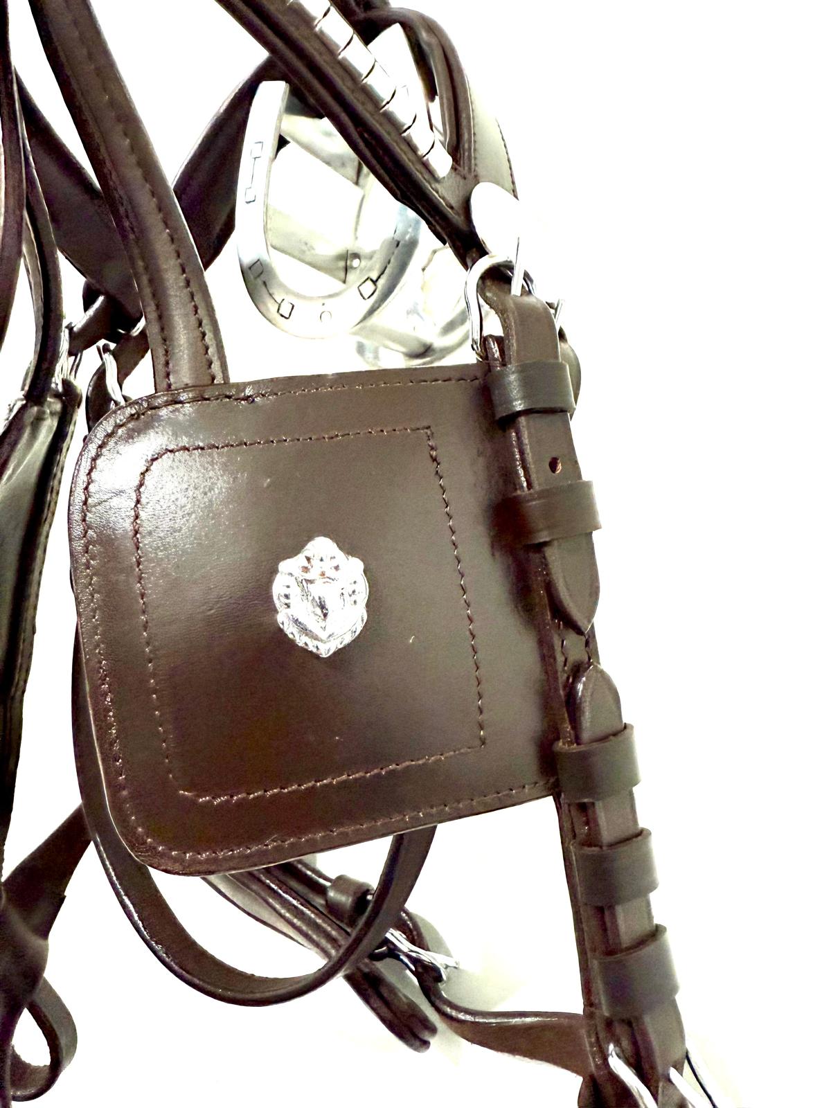 Big Pony Blinkered Driving Bridle – Black & Brown Leather