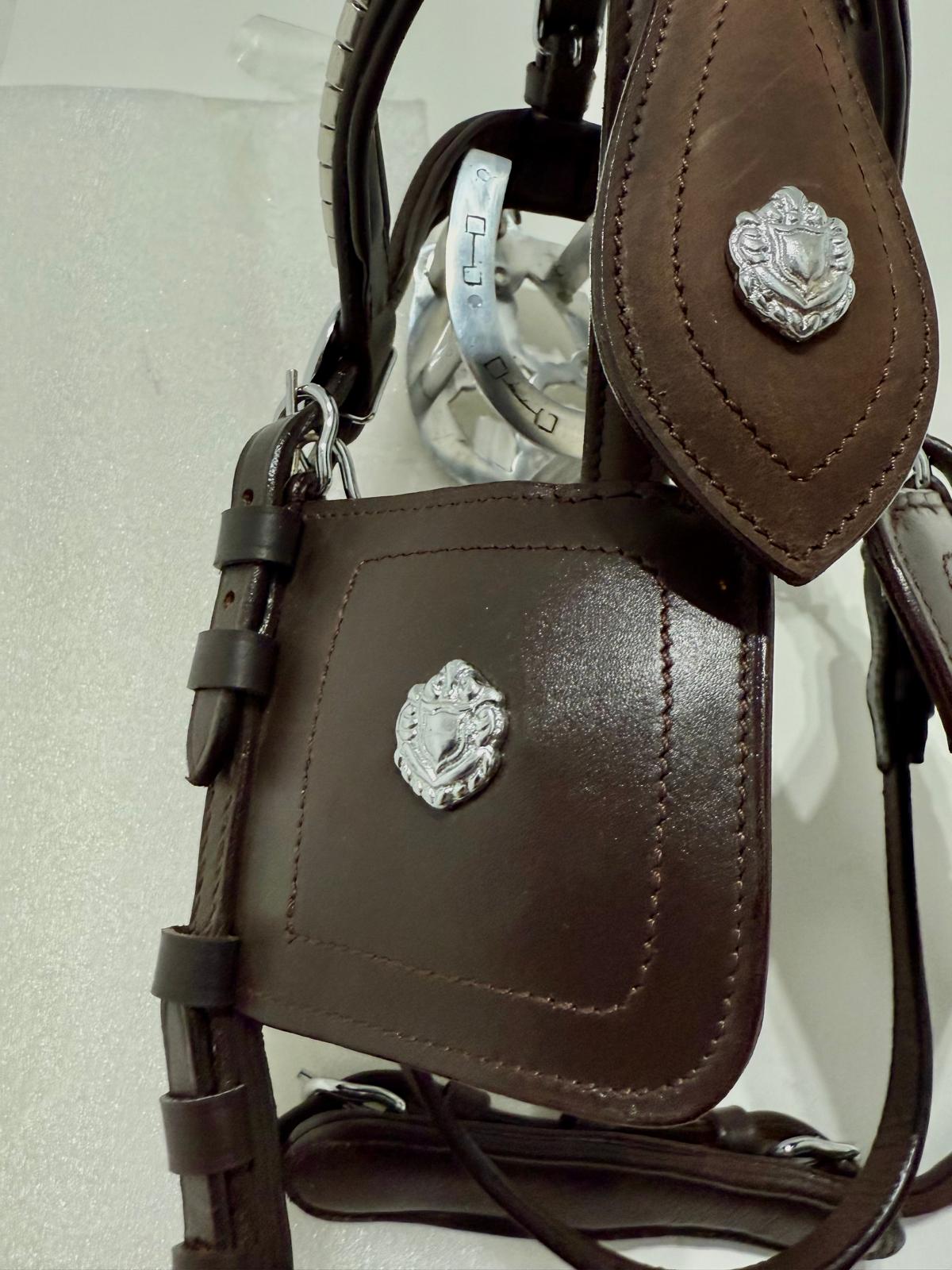 Big Pony Blinkered Driving Bridle – Black & Brown Leather