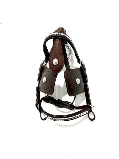 "Big pony blinkered driving bridle black leather – Sui Saddlery"