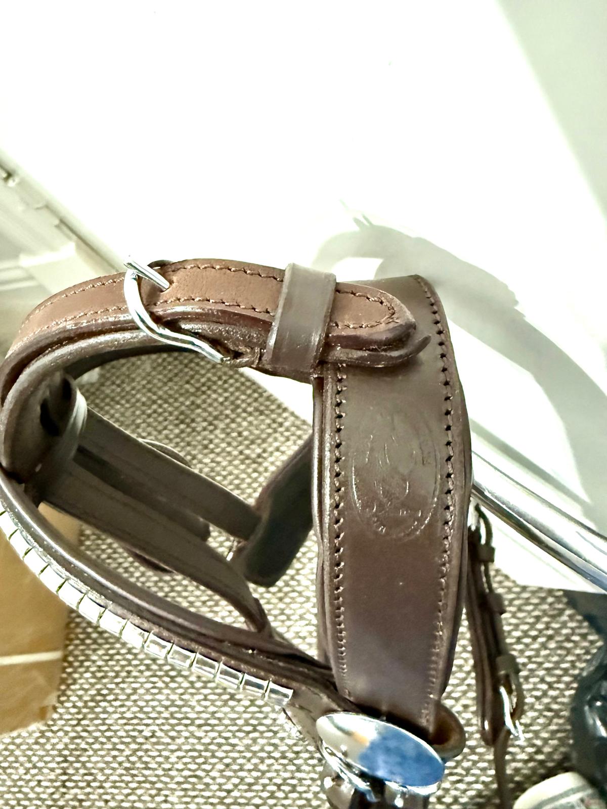 Big Pony Blinkered Driving Bridle – Black & Brown Leather
