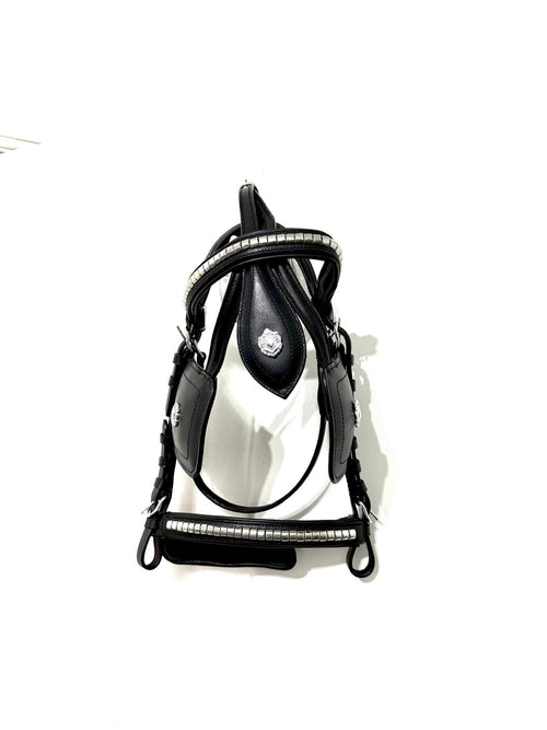 "Big pony blinkered driving bridle brown leather – Sui Saddlery"
