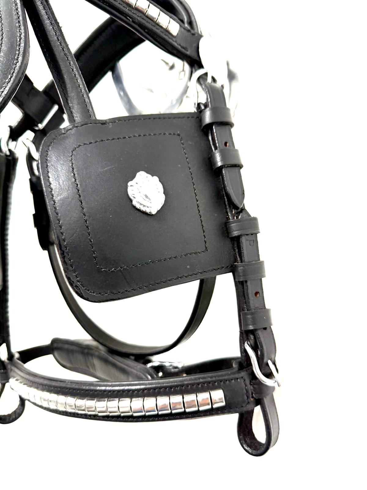 Small Pony Blinkered Driving Bridle – Black & Brown