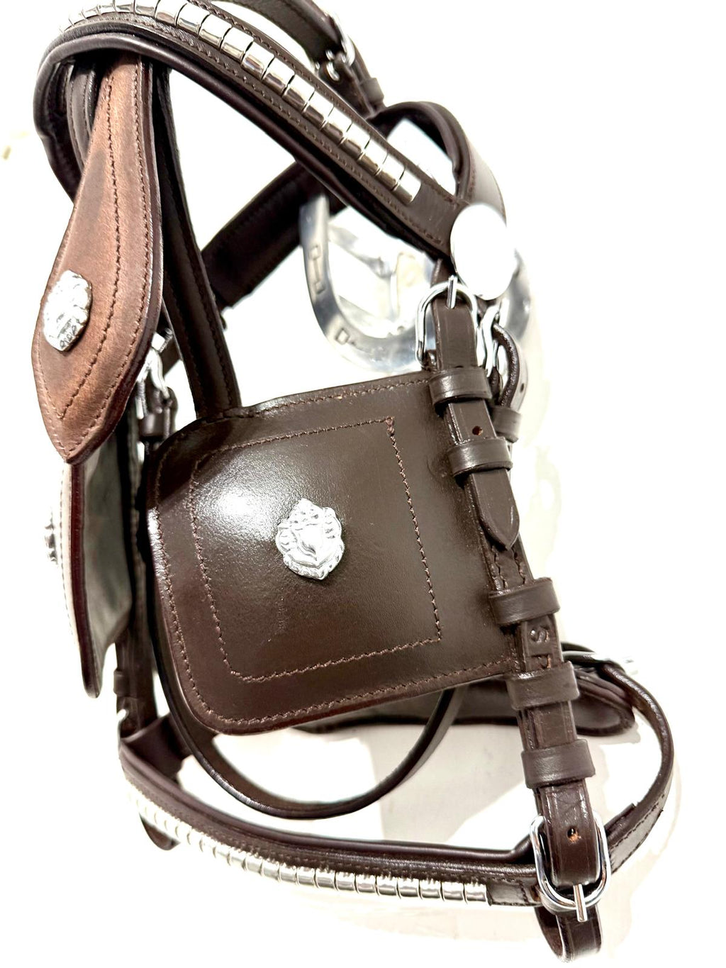 Small Pony Blinkered Driving Bridle – Black & Brown