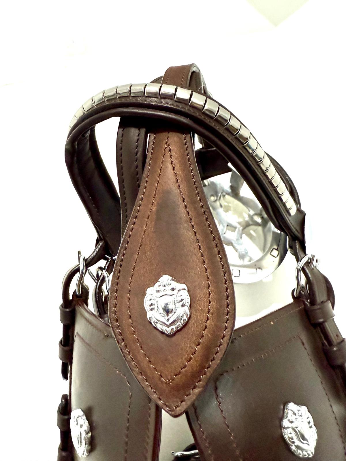Small Pony Blinkered Driving Bridle – Black & Brown