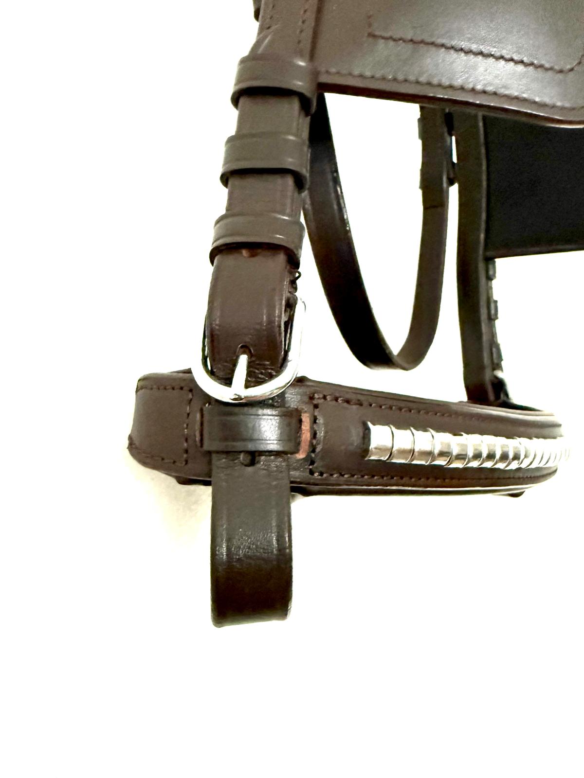 "Shetland pony driving bridle with blinkers and clincher browband – Sui Saddlery"
