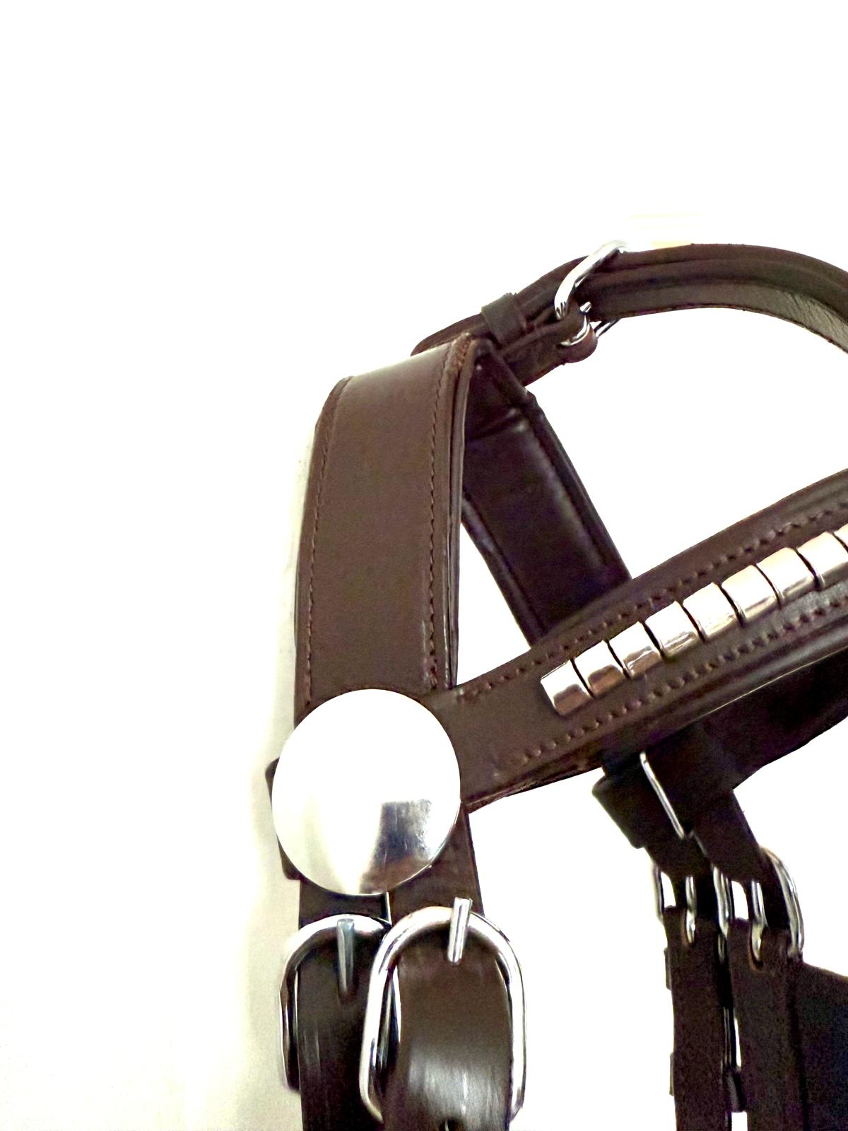 "Small pony blinkered bridle clincher leather black – Sui Saddlery"