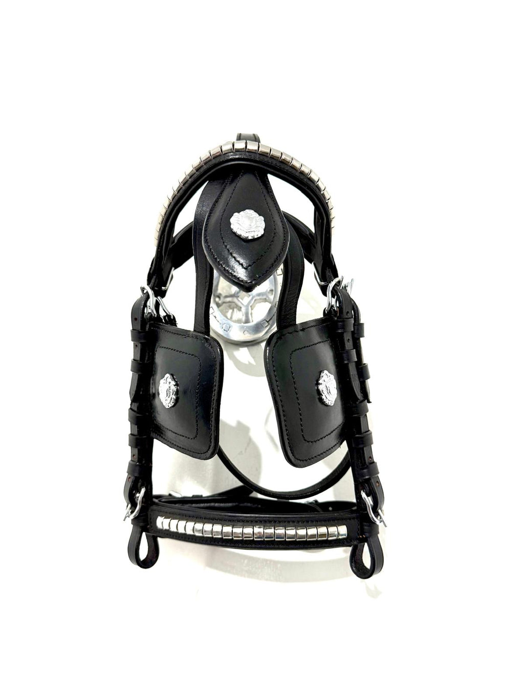 "Mini Shetland driving bridle with blinkers side view – Sui Saddlery"